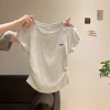 This is a new summer T-shirt for women with a large shoulder, short-sleeved and slimming style. It features a fishbone short design and a unique inner layer Specification image